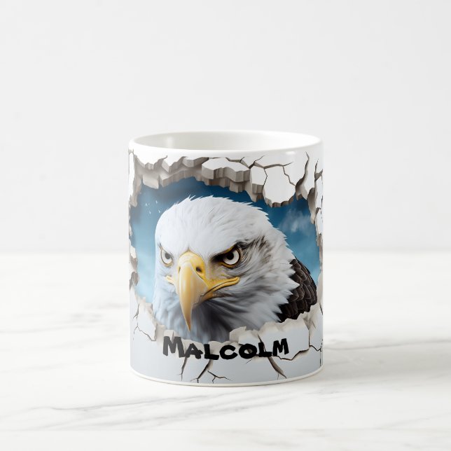 3D Personalized Name Winter American Bald Eagle  Coffee Mug (Center)