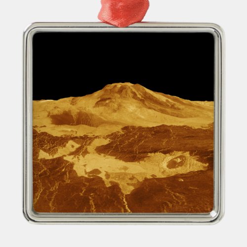 3D Perspective View of Maat Mons on Venus Metal Ornament