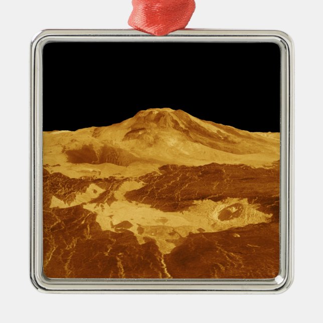 3D Perspective View of Maat Mons on Venus Metal Ornament (Front)