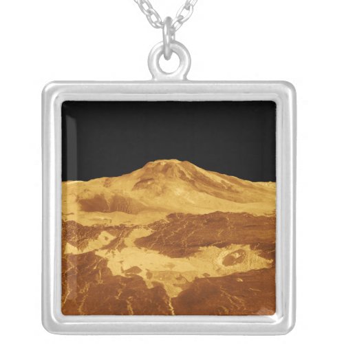 3D Perspective View of Maat Mons on Venus Silver Plated Necklace