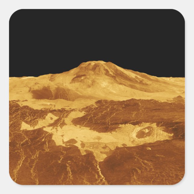 3D Perspective View of Maat Mons on Venus Square Sticker (Front)