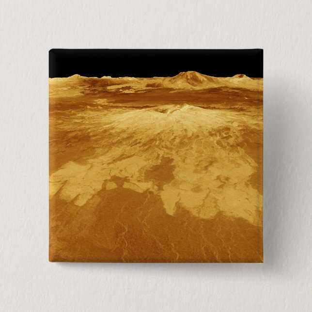 3D Perspective View of Sapas Mons on Venus Button (Front)