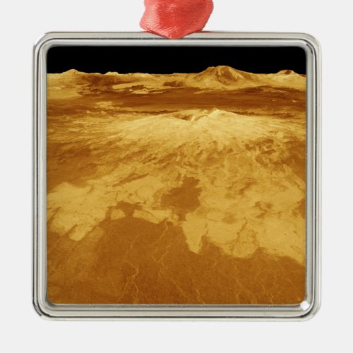 3D Perspective View of Sapas Mons on Venus Metal Ornament