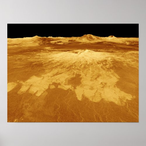 3D Perspective View of Sapas Mons on Venus Poster