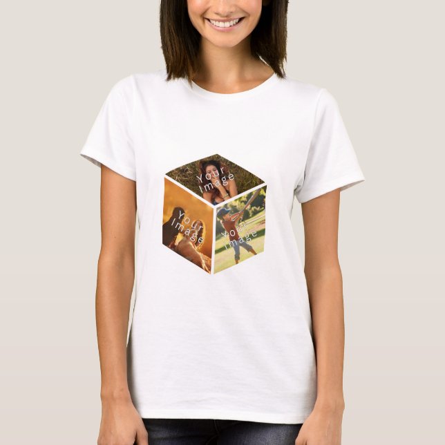 3D picture cube, individual photo collage in 3D T-Shirt (Front)