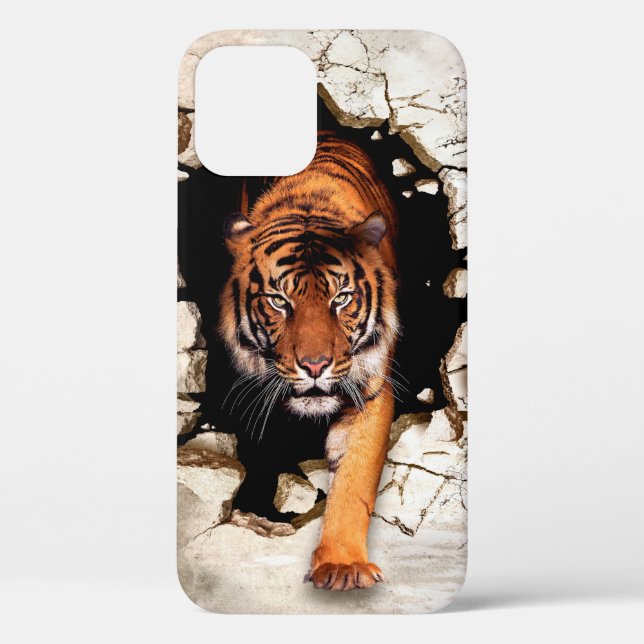3d picture tiger emerges from the destroyed wallti Case-Mate iPhone case (Back)