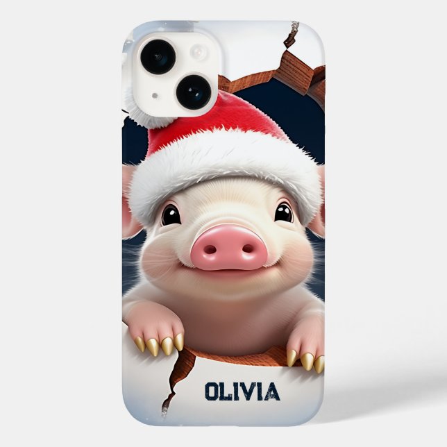3D Piglet Christmas  Case-Mate iPhone Case (Back)