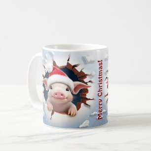 3D Piglet Christmas Coffee Mug