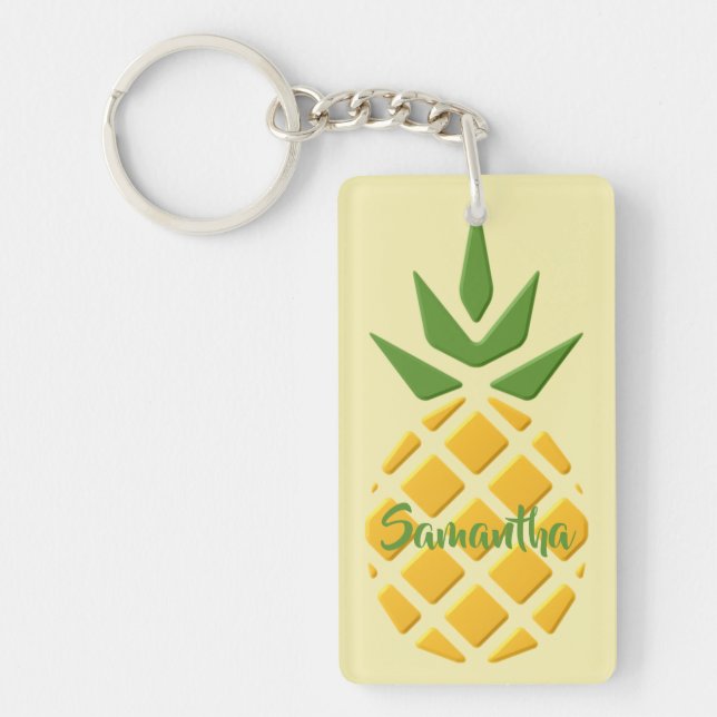 3D Pineapple and Pineapple Pattern Keychain (Front)