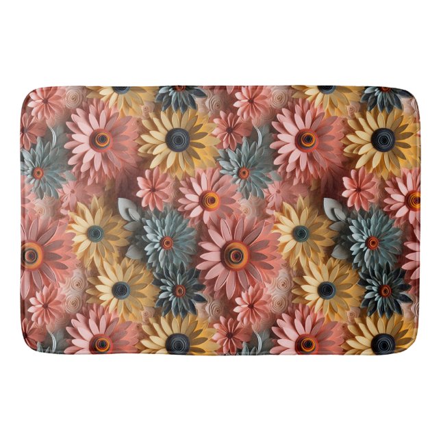3d pink and blue daisies Bath Mat (Front)
