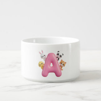 3D Pink Balloon Letter A Ceramic Chili Bowl
