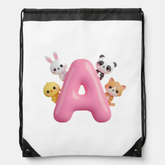 3D Pink Balloon Letter A – Forest Animals Backpack