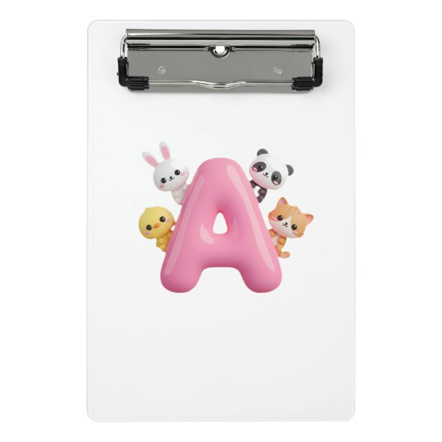 3D Pink Balloon Letter A Mini Clipboard (Front)