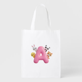 3D Pink Balloon Letter A Tote Bag – Cute Alphabet