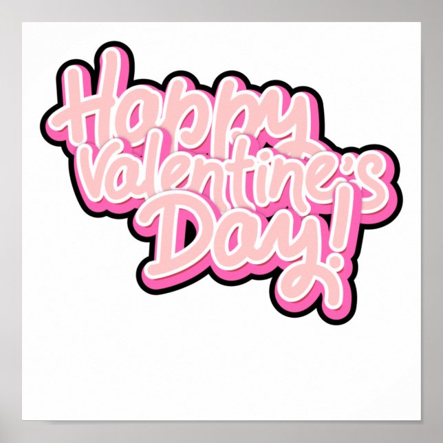 3d pink happy valentines day typography 2022 poster (Front)