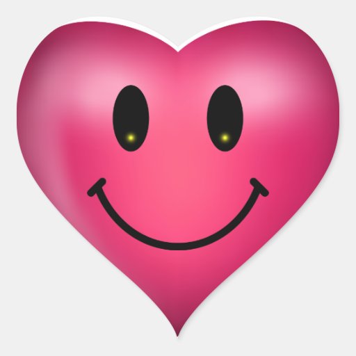 3D Pink Heart Happy Smiley Heart Sticker | Zazzle