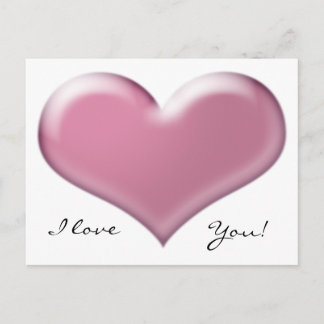 3D Pink Heart Postcard