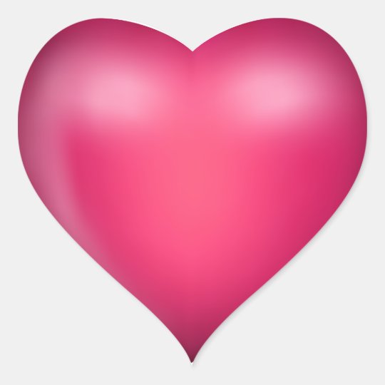 3d Pink Love Heart Heart Sticker Zazzle Com