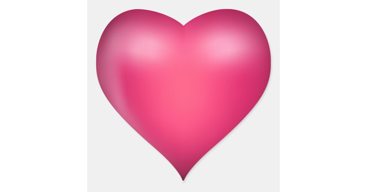 Download 3D Pink Love Heart Heart Sticker | Zazzle.com