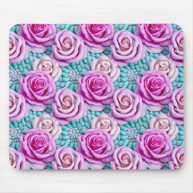 3D Pink Roses Mouse Pad (Front)