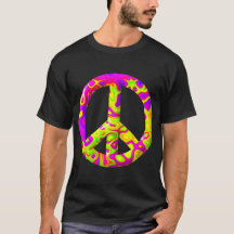 3D pink yellow psychedelic Peace Symbol