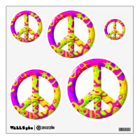 3D pink yellow psychedelic Peace Symbol