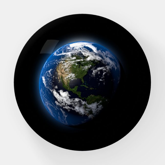 3D planet earth from the dark space Paperweight (Front)