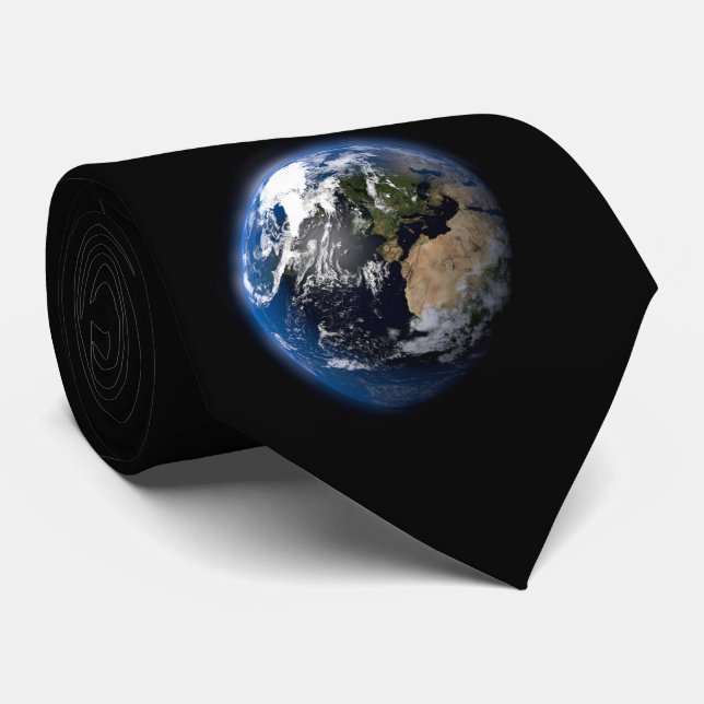 3D planet earth in the dark space Neck Tie (Rolled)