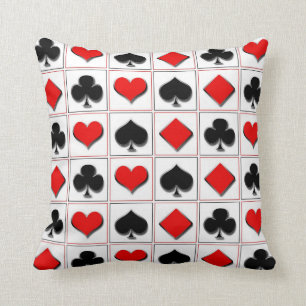 3D Playing card suits pattern Throw Pillow