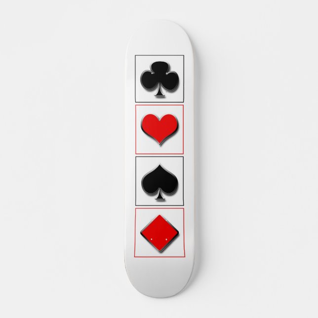 3D playing card suits Skateboard Deck (Front)