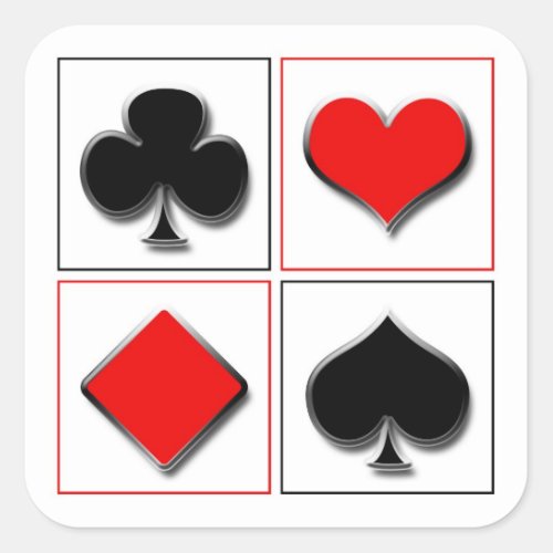 3D playing card suits Square Sticker