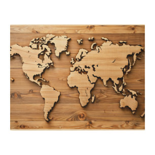3D POD Woden World Map Wood Wall Art
