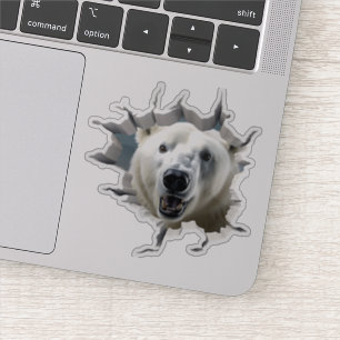 3D Polar Bear Wall Break Art – Realistic Safari Sticker