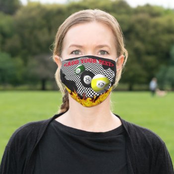 3d Pool Balls Psychobabble Splash Adult Cloth Face Mask by Iverson_Designs at Zazzle