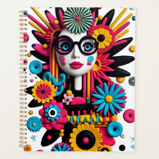 3D Pop Art Portrait – Colorful Abstract Woman with Planner