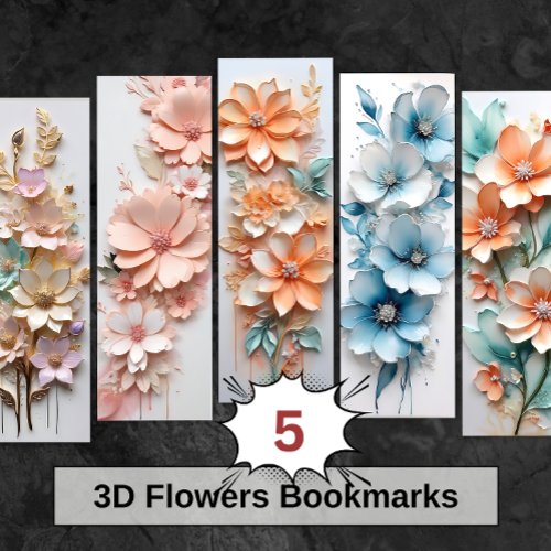 3D Pretty Flowers Floral DIY Bookmarks C