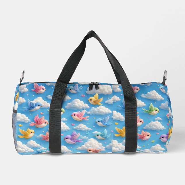 3d printed colorful bird and sky duffle bag (Back)