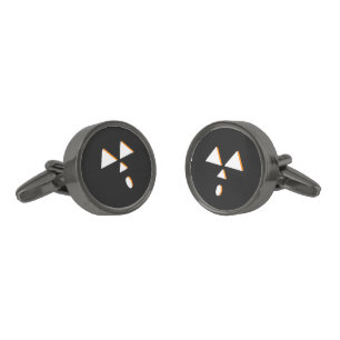 3D Pumpkin Face Halloween Orange Black Cufflinks