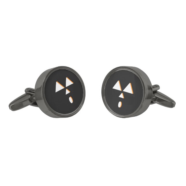 3D Pumpkin Face Halloween Orange Black Cufflinks (Angled)