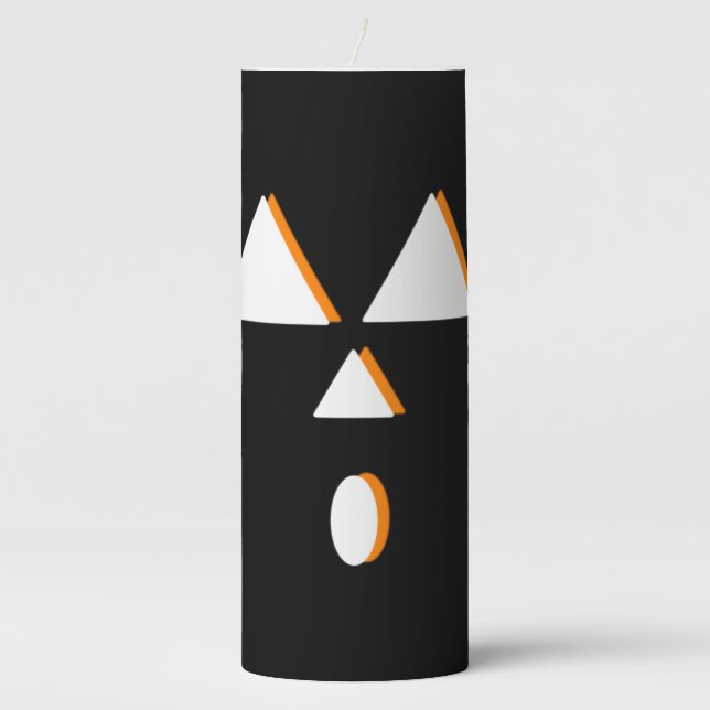 3D Pumpkin Face Happy Halloween  Pillar Candle (Front)