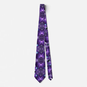 3D Purple Abstract Fractal Psychedelic Trippy Mens Neck Tie