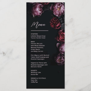 3D Purple and Dark Red Peony Wedding Menu