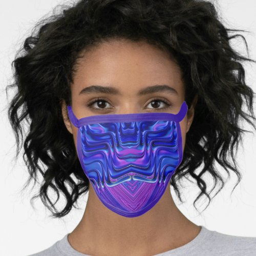 3D  Purple Blue Shades  Fractal Design Face Mask