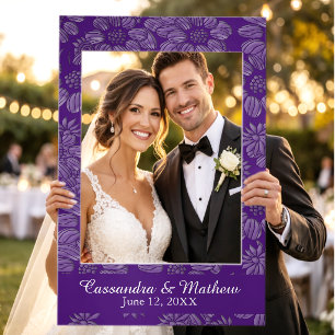 3D Purple Daisies Personalized Wedding Photo Selfie Frame