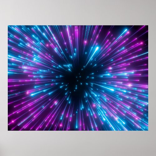 3d purple fireworks big bang galaxy abstract c poster