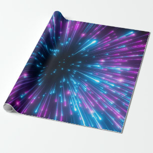 3d, purple fireworks, big bang, galaxy, abstract c wrapping paper