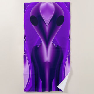 3D Purple Rainbow Dreams , Alien Beach Towel