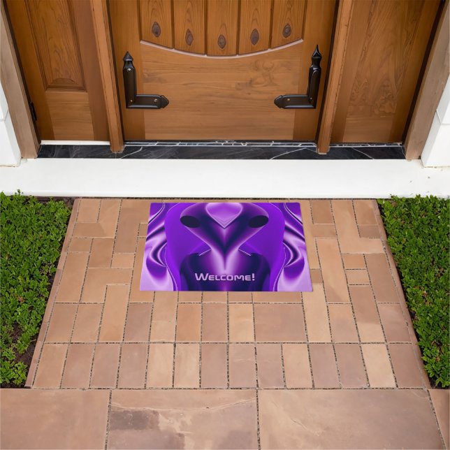 3D Purple Rainbow Dreams , Alien Doormat (Outdoor)