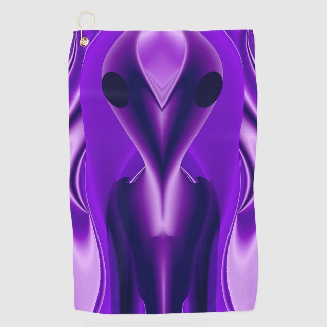 3D Purple Rainbow Dreams , Alien Golf Towel (Front)