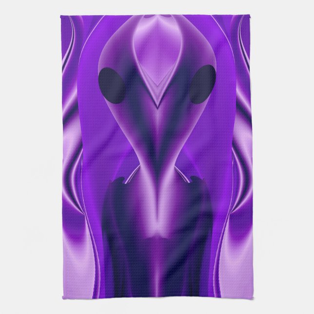 3D Purple Rainbow Dreams , Alien Kitchen Towel (Vertical)